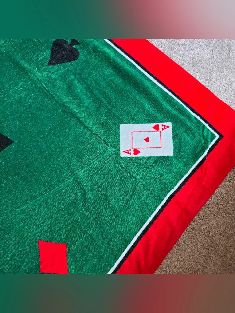 Poker Table Cover Towel Soft Velour Washable 4.5 Ft, 55